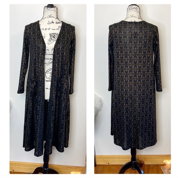 💕Like New Elegant Lularoe Sarah Black & Gold Cardigan💕 - Picture 8 of 14